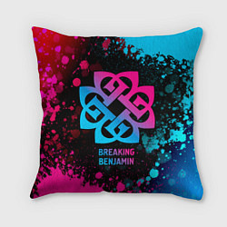 Подушка квадратная Breaking Benjamin - neon gradient, цвет: 3D-принт
