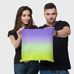 Подушка квадратная Фиолетовый мятный и желто-зеленый градиент, цвет: 3D-принт — фото 2