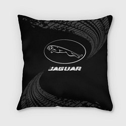 Подушка квадратная Jaguar speed на темном фоне со следами шин, цвет: 3D-принт