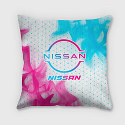 Подушка квадратная Nissan neon gradient style, цвет: 3D-принт