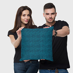 Подушка квадратная Бирюзовая текстура имитация меха, цвет: 3D-принт — фото 2