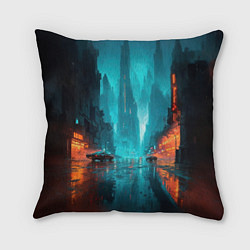 Подушка квадратная Вечерний городской пейзаж, цвет: 3D-принт