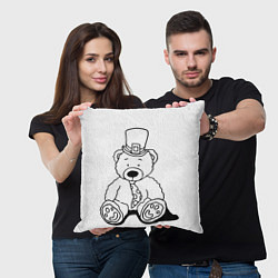 Подушка квадратная Игрушечный мишка - лепрекон в шляпе - раскраска, цвет: 3D-принт — фото 2