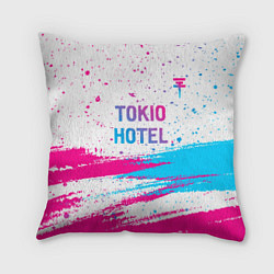 Подушка квадратная Tokio Hotel neon gradient style посередине, цвет: 3D-принт