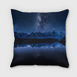 Подушка квадратная Галактическая зимняя ночь в горах, цвет: 3D-принт