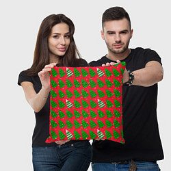 Подушка квадратная Рождественские ёлки, цвет: 3D-принт — фото 2
