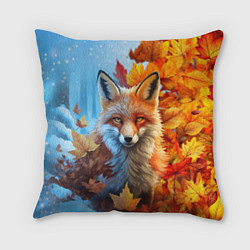 Подушка квадратная Лиса осень-зима, цвет: 3D-принт
