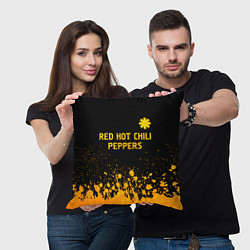 Подушка квадратная Red Hot Chili Peppers - gold gradient посередине, цвет: 3D-принт — фото 2