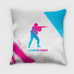 Подушка квадратная Counter Strike neon gradient style, цвет: 3D-принт