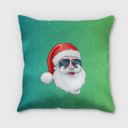 Подушка квадратная Дед Мороз в очках, цвет: 3D-принт