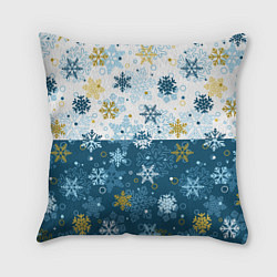 Подушка квадратная Снежинки новогодние, цвет: 3D-принт