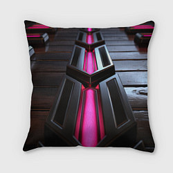 Подушка квадратная Розовые неоновые вставки в черной конструкции, цвет: 3D-принт