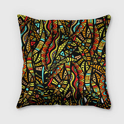 Подушка квадратная Африканская живопись, цвет: 3D-принт