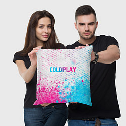 Подушка квадратная Coldplay neon gradient style посередине, цвет: 3D-принт — фото 2