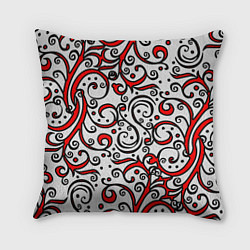 Подушка квадратная Красный кружевной узор, цвет: 3D-принт