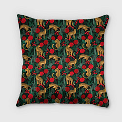 Подушка квадратная Ягуар в тропическом лесу, цвет: 3D-принт