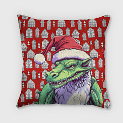 Подушка квадратная Большой зеленый новогодний дракон, цвет: 3D-принт