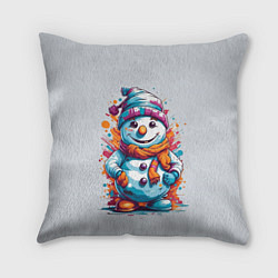 Подушка квадратная Снеговик от нейросети, цвет: 3D-принт