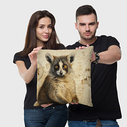 Подушка квадратная Лемур в стиле диаграмм Давинчи, цвет: 3D-принт — фото 2