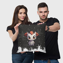 Подушка квадратная Белый дракоша 2024, цвет: 3D-принт — фото 2