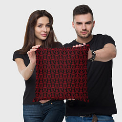 Подушка квадратная Чёрно-красный узоры, цвет: 3D-принт — фото 2