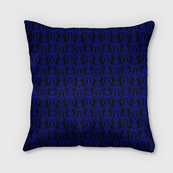 Подушка квадратная Чёрно-синий узоры, цвет: 3D-принт
