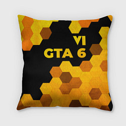 Подушка квадратная GTA 6 - gold gradient посередине, цвет: 3D-принт