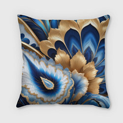 Подушка квадратная Королевский синий с золотом, цвет: 3D-принт