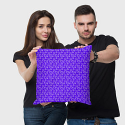 Подушка квадратная Паттерн маленькие сердечки фиолетовый, цвет: 3D-принт — фото 2