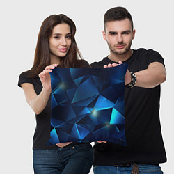 Подушка квадратная Синяя геометрическая абстракция, цвет: 3D-принт — фото 2
