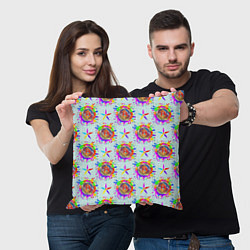 Подушка квадратная Биткойн и цветок, цвет: 3D-принт — фото 2