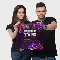 Подушка квадратная Праздничная Вероника: фейерверк, цвет: 3D-принт — фото 2