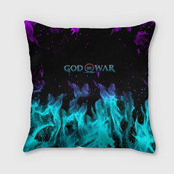 Подушка квадратная God of war неоновый шторм, цвет: 3D-принт