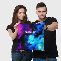 Подушка квадратная Portal неоновый градиент, цвет: 3D-принт — фото 2
