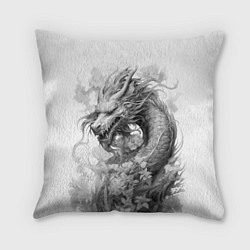 Подушка квадратная Дракон поднимается из зарослей цветов, цвет: 3D-принт