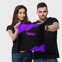 Подушка квадратная Fortnite epic games neon, цвет: 3D-принт — фото 2