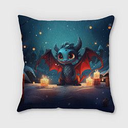 Подушка квадратная Синий загадочный дракон, цвет: 3D-принт