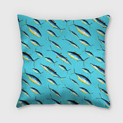 Подушка квадратная Косяк рыб в море, цвет: 3D-принт