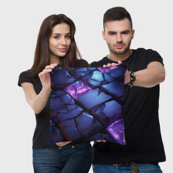 Подушка квадратная Фиолетовые неоновые плиты, цвет: 3D-принт — фото 2