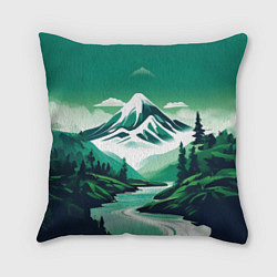 Подушка квадратная Графический пейзаж Камчатки, цвет: 3D-принт