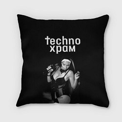 Подушка квадратная Techno храм монашка с бутылкой