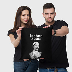 Подушка квадратная Techno храм монашка в татуировках, цвет: 3D-принт — фото 2