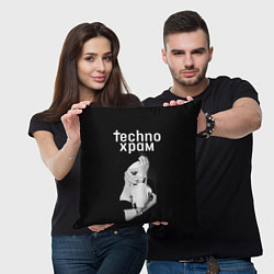 Подушка квадратная Techno храм монашка с золотыми браслетами, цвет: 3D-принт — фото 2