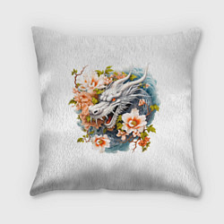 Подушка квадратная Китайский дракон в цветах сакуры, цвет: 3D-принт