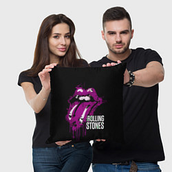Подушка квадратная The Rolling Stones - lips, цвет: 3D-принт — фото 2