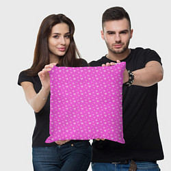 Подушка квадратная Розовый маленькие сердечки, цвет: 3D-принт — фото 2