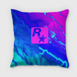 Подушка квадратная Rockstar storm молнии, цвет: 3D-принт