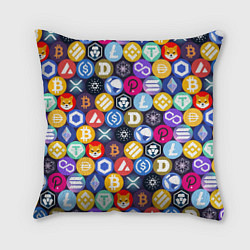 Подушка квадратная Криптовалюта Биткоин, Эфириум, Тетхер, Солана патт, цвет: 3D-принт