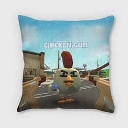Подушка квадратная Chicken Gun - shooter, цвет: 3D-принт