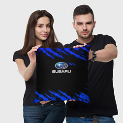 Подушка квадратная Subaru текстура авто, цвет: 3D-принт — фото 2